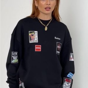 Loiter Patchwork Crewneck Black